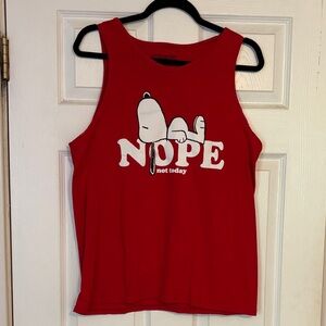 Peanuts Unisex M Snoopy Graphic Tank Top Red Retro